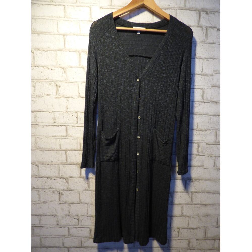 Michael Stars Long Button Down Ella Rib Cardigan in Blue XS NEW